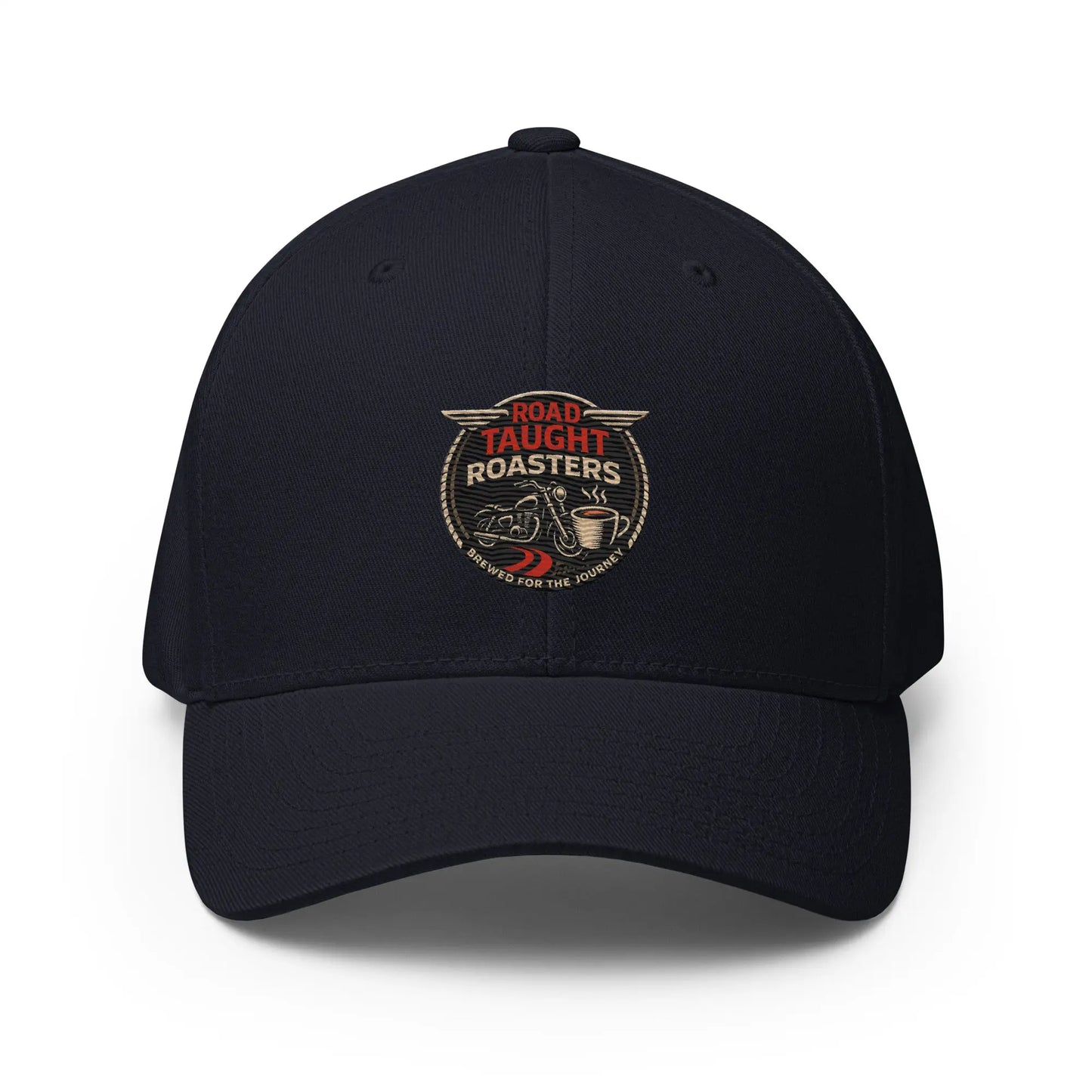 Navy Blue cap featuring 'Road Taught Roasters' logo 